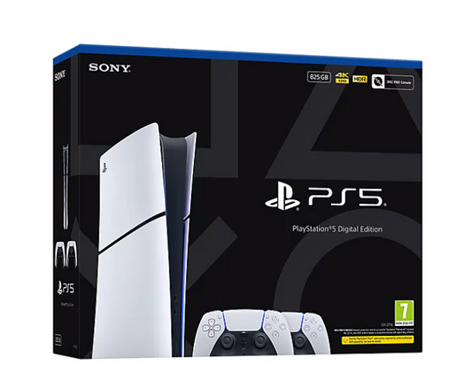 PlayStation 5 Digital Edition Console 825 GB - Two DualSense Wireless Controllers Bundle